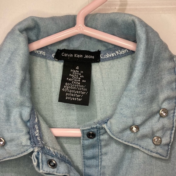 Calvin Klein sleeveless jean dress girl size 4. - Picture 3 of 6